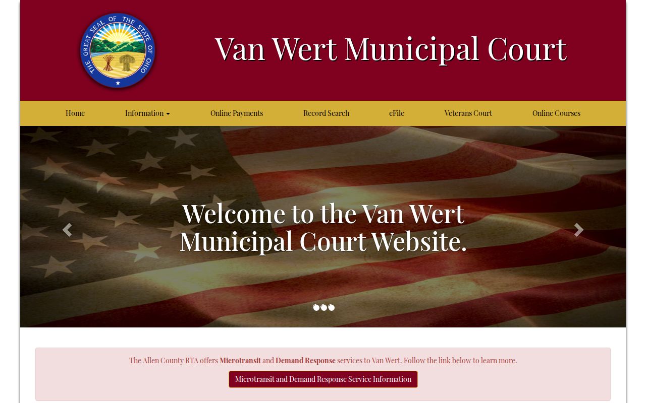 Van Wert Municipal Court page with a regional transportation lead after a county jail release
